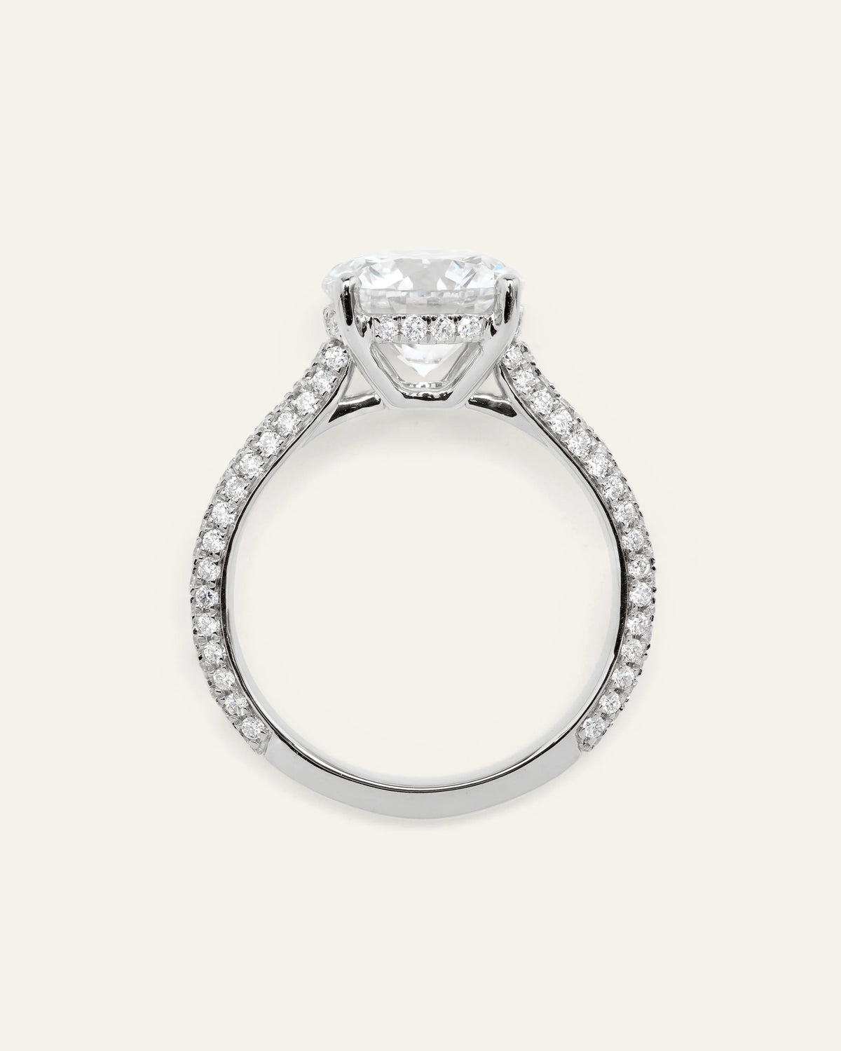 Lab Grown Diamond Round Pave Cathedral Engagement Ring - 3ct - 4 / Yellow Gold