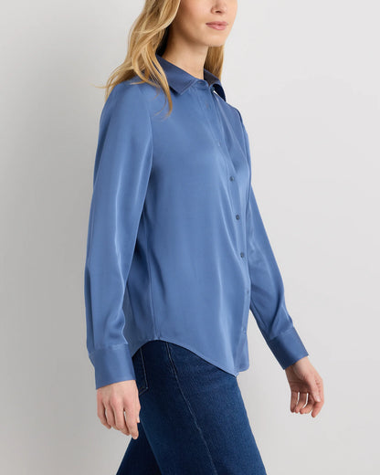 Washable Stretch Silk Blouse - XS / Moonstone Blue