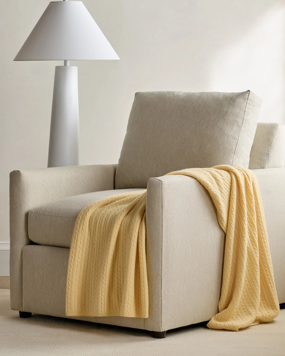 Cable Knit Cashmere Throw - 50x70 / Limoncello