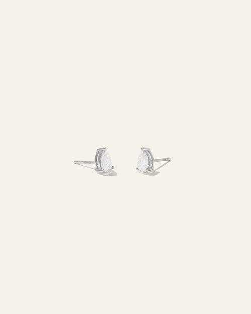 14k Gold Lab Grown Diamond Pear Solitaire Studs - 1ctw - One Size / White Gold