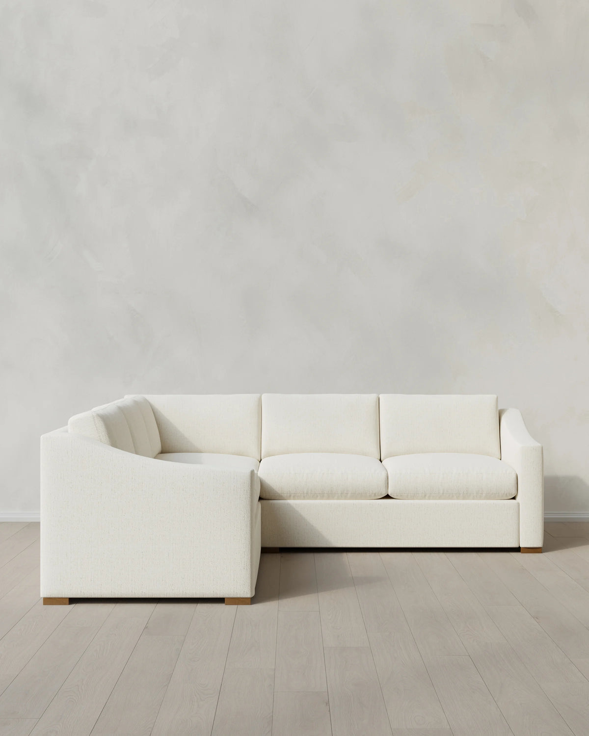 Hollis Slope Arm L Sectional in Performance Chenille Linen Blend - 110x110 / Snow