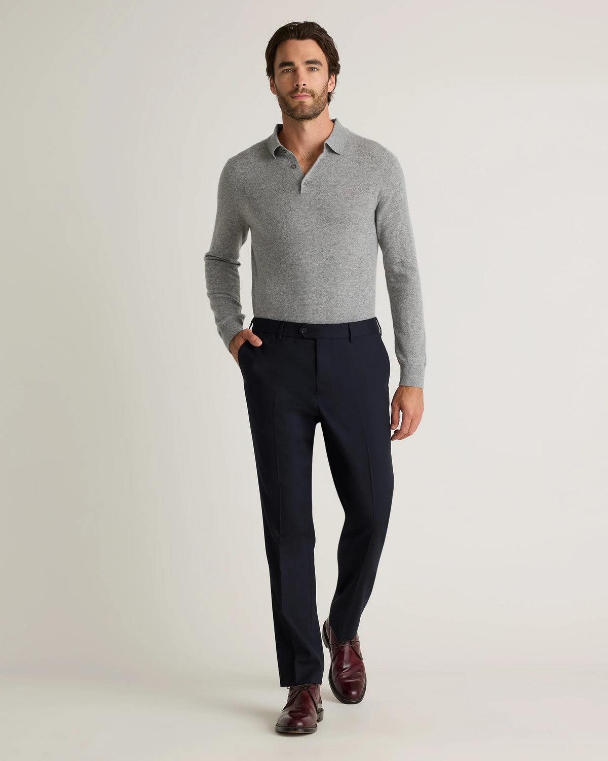 Stretch Wool Dress Pants - Slim - 30X30 / Grey Melange