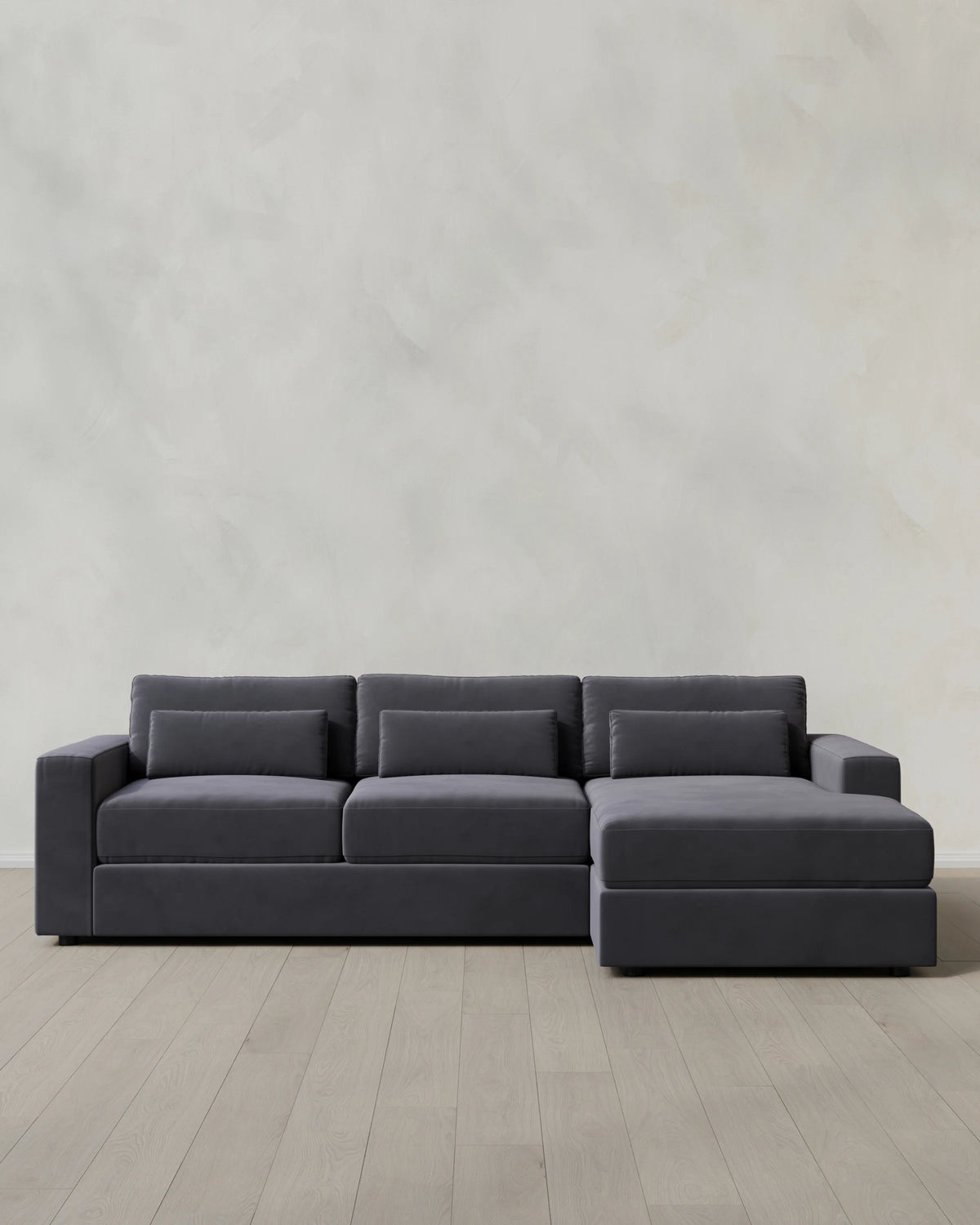 Ashford Deep Seat Chaise Sectional in Performance Velvet - 119" Right Arm / Rust