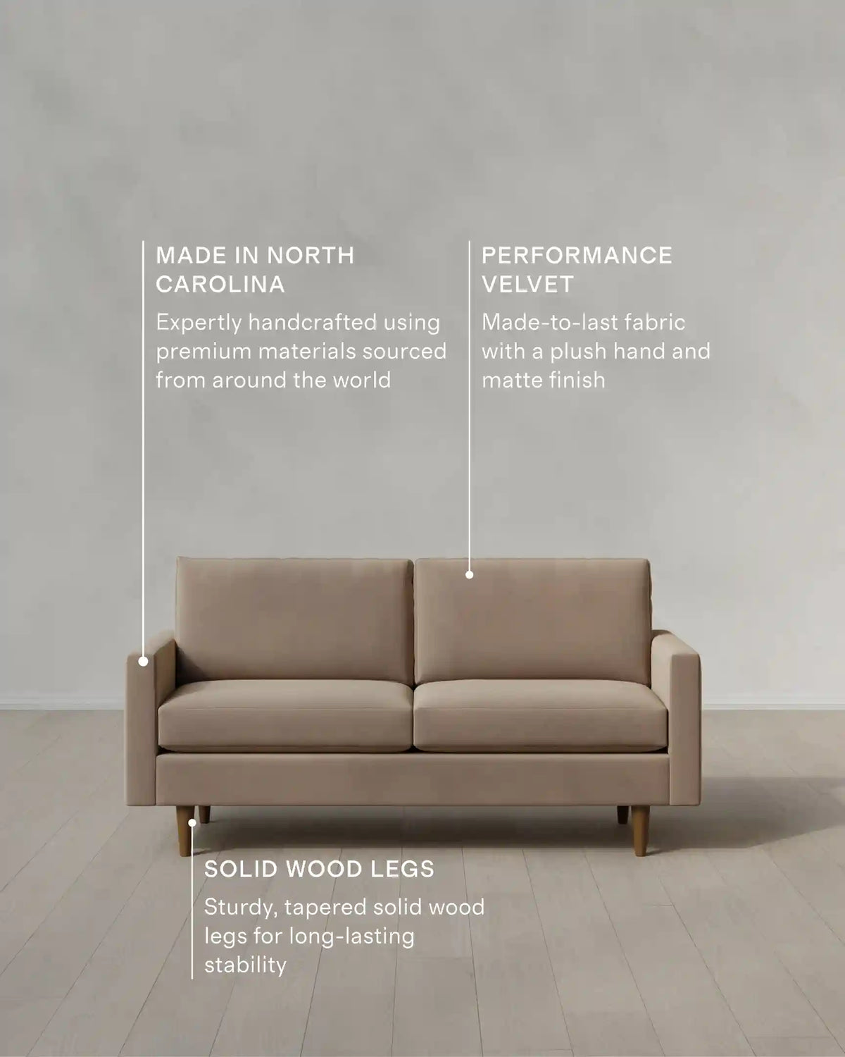 Atlas Midcentury Sofa in Performance Velvet
