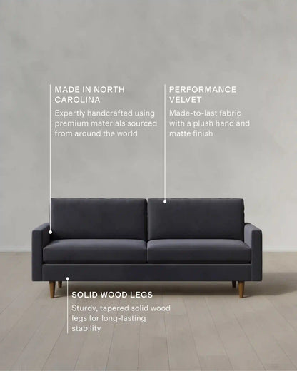 Atlas Midcentury Sofa in Performance Velvet