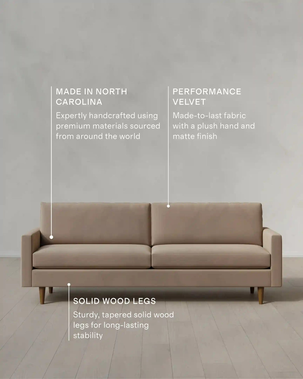 Atlas Midcentury Sofa in Performance Velvet