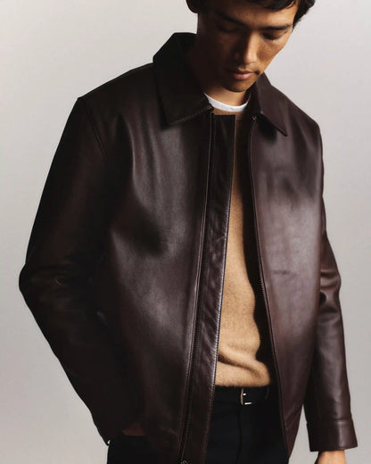 100% Leather Harrington Jacket