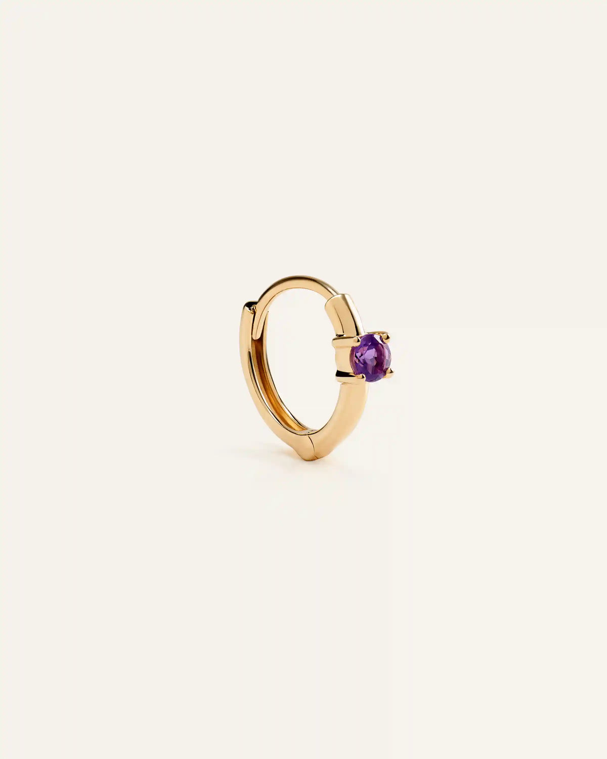 14K Gold Gemstone Tiny Huggie - Single