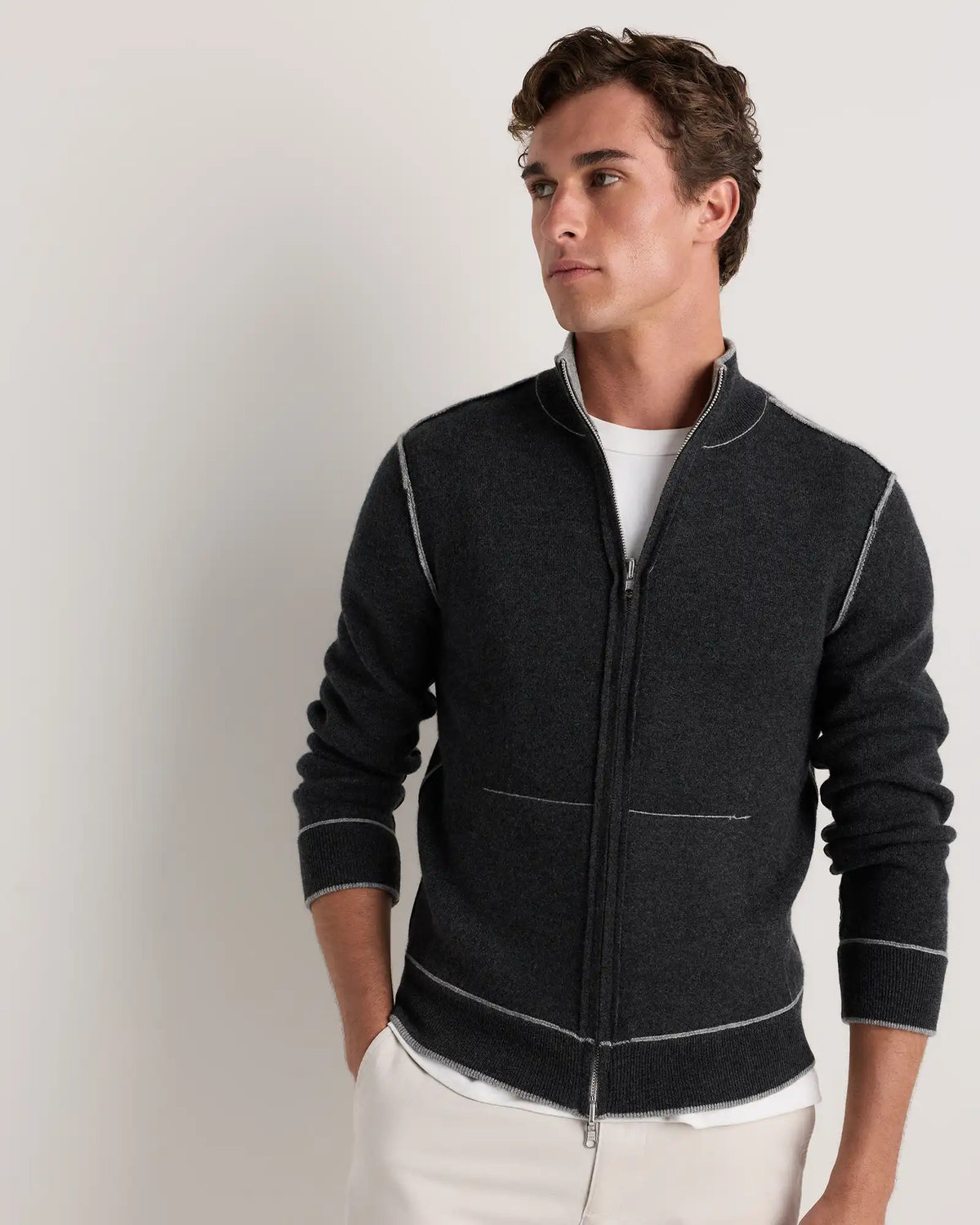 100% Reversible Cashmere Full Zip Sweater