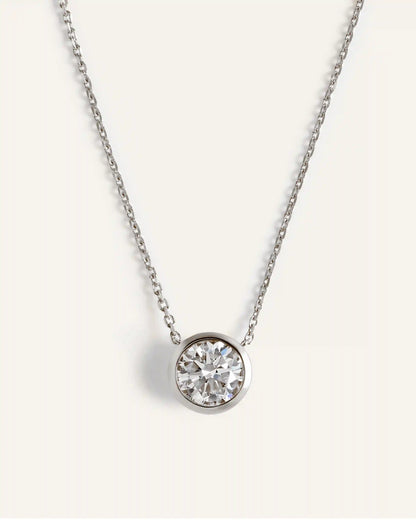 14K Gold Lab Grown Diamond Bezel Necklace