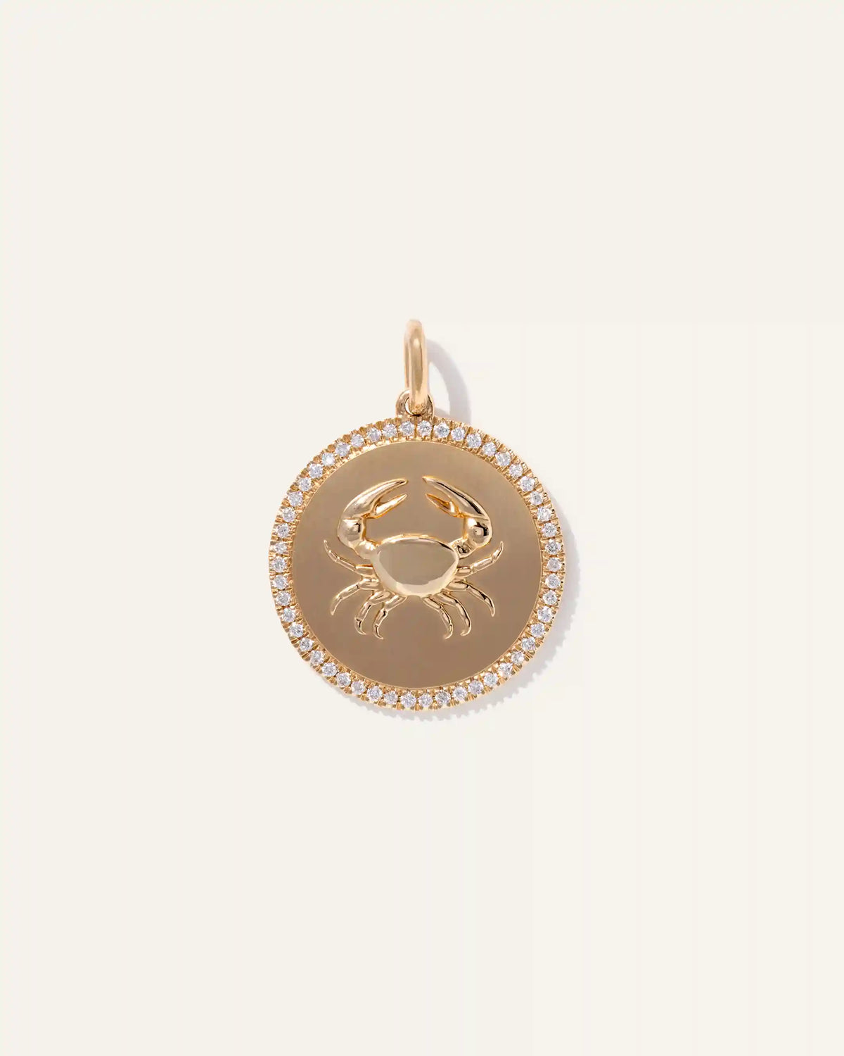 14K Gold Pave Zodiac Medallion Charm