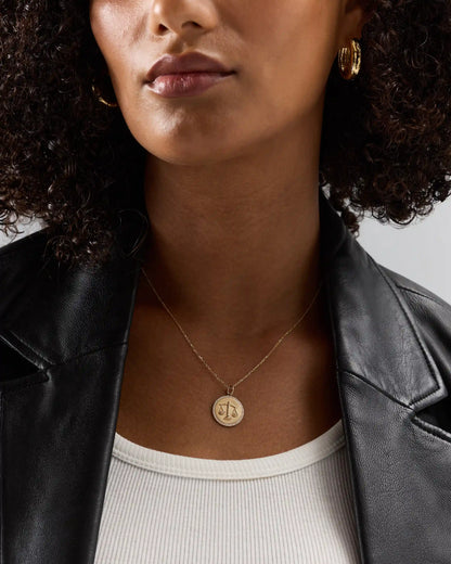 14K Gold Pave Zodiac Medallion Charm