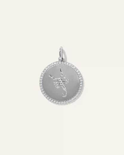 14K Gold Pave Zodiac Medallion Charm