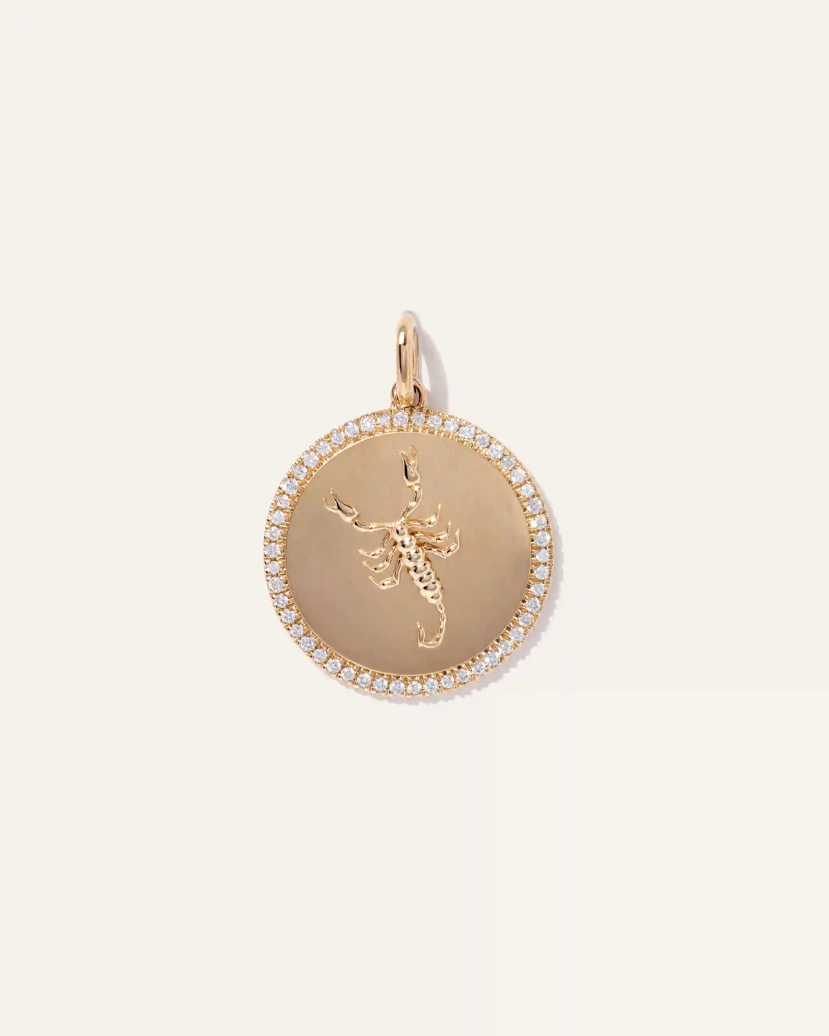 14K Gold Pave Zodiac Medallion Charm
