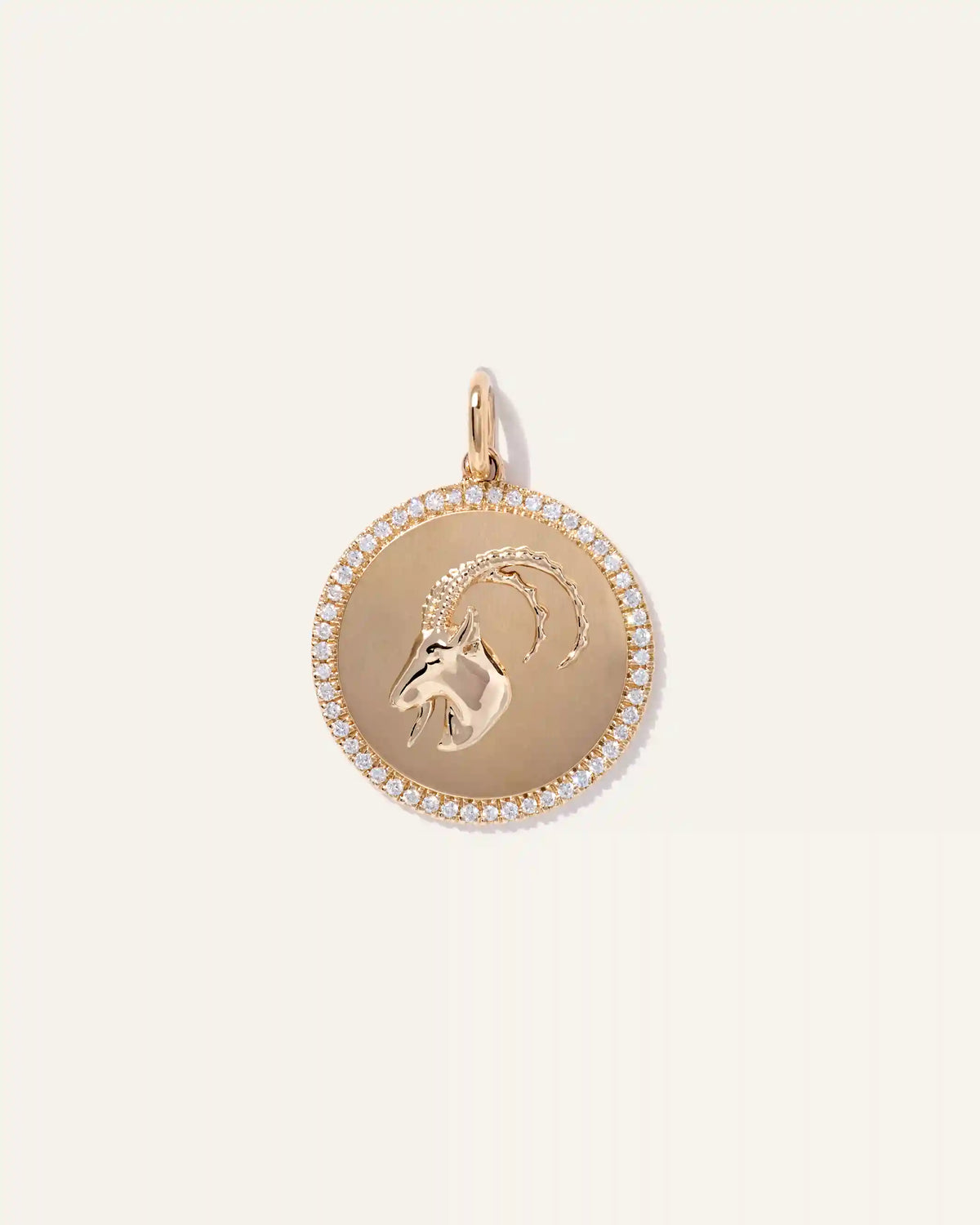 14K Gold Pave Zodiac Medallion Charm