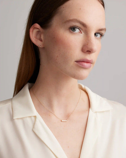 14K Gold Diamond Baguette Bar Necklace