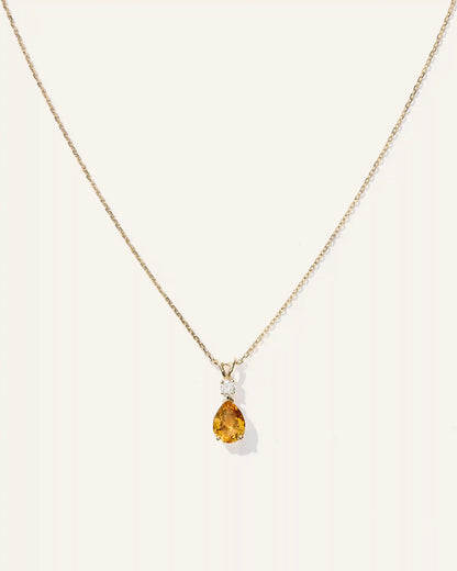 14K Gold Diamond & Semi-Precious Gemstone Drop Necklace