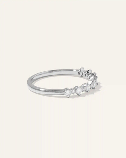 14K Gold Natural Diamond Alternating Round Band