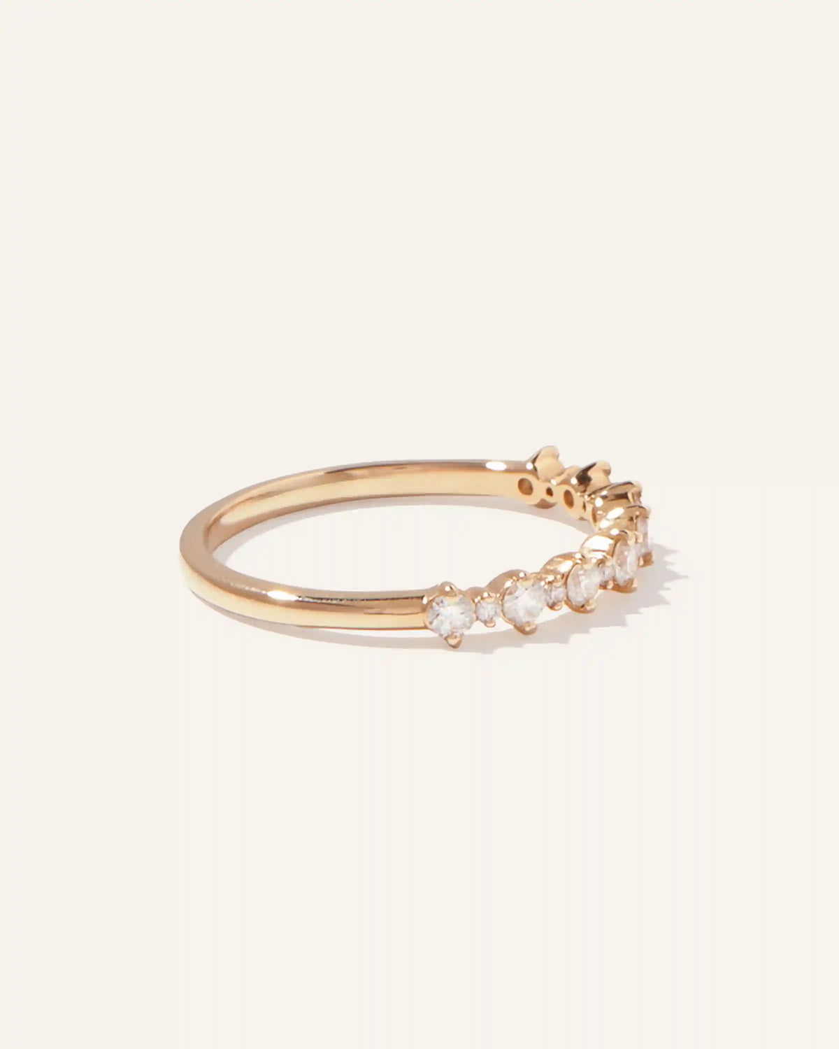 14K Gold Natural Diamond Alternating Round Band