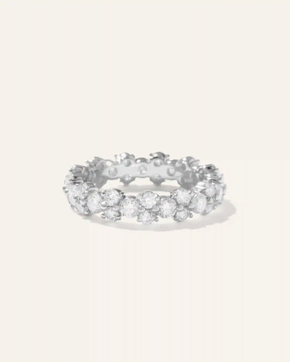 14K Gold Lab Grown Diamond Cluster Eternity Band