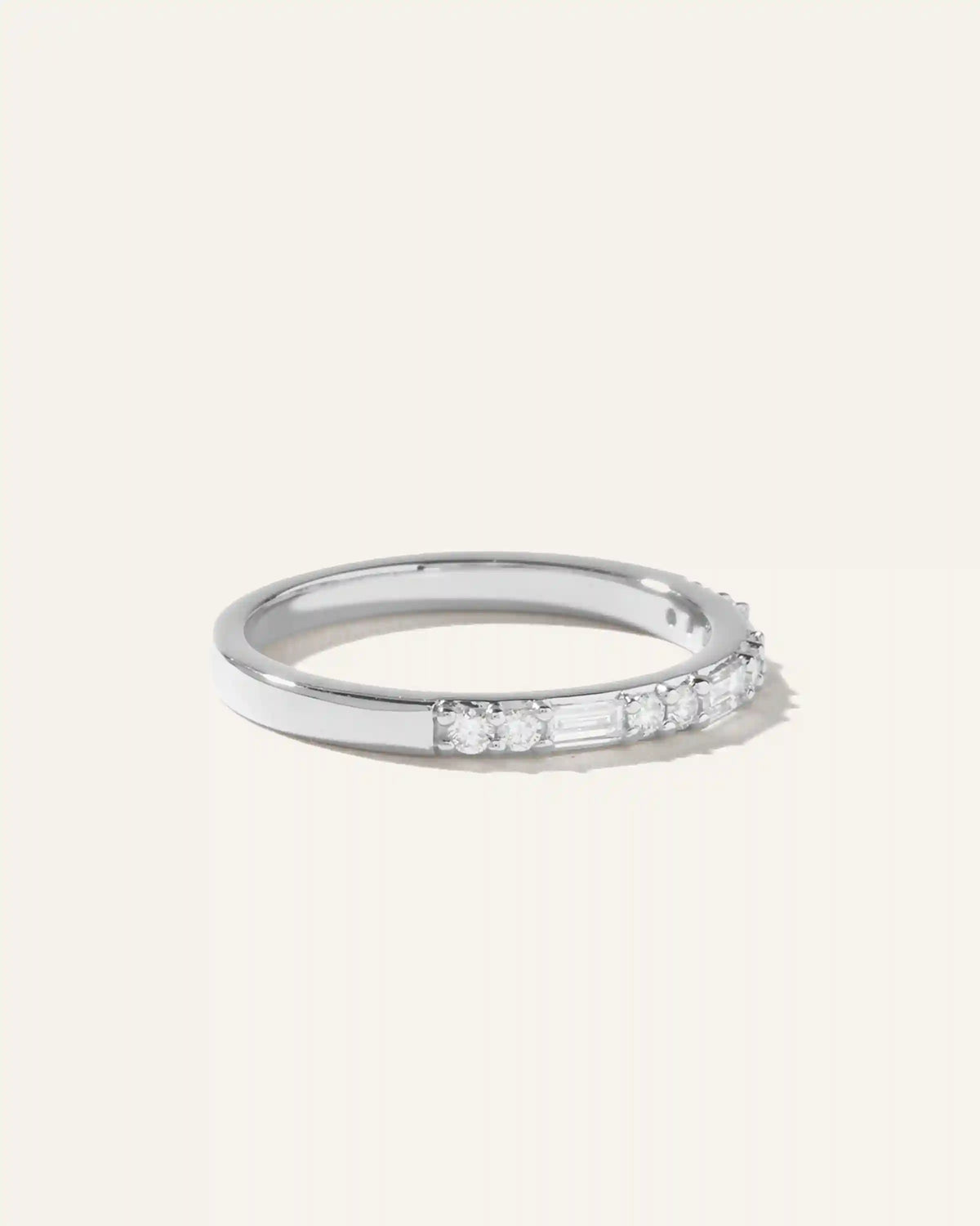 14K Gold Lab Grown Diamond Alternating Baguette & Round Band