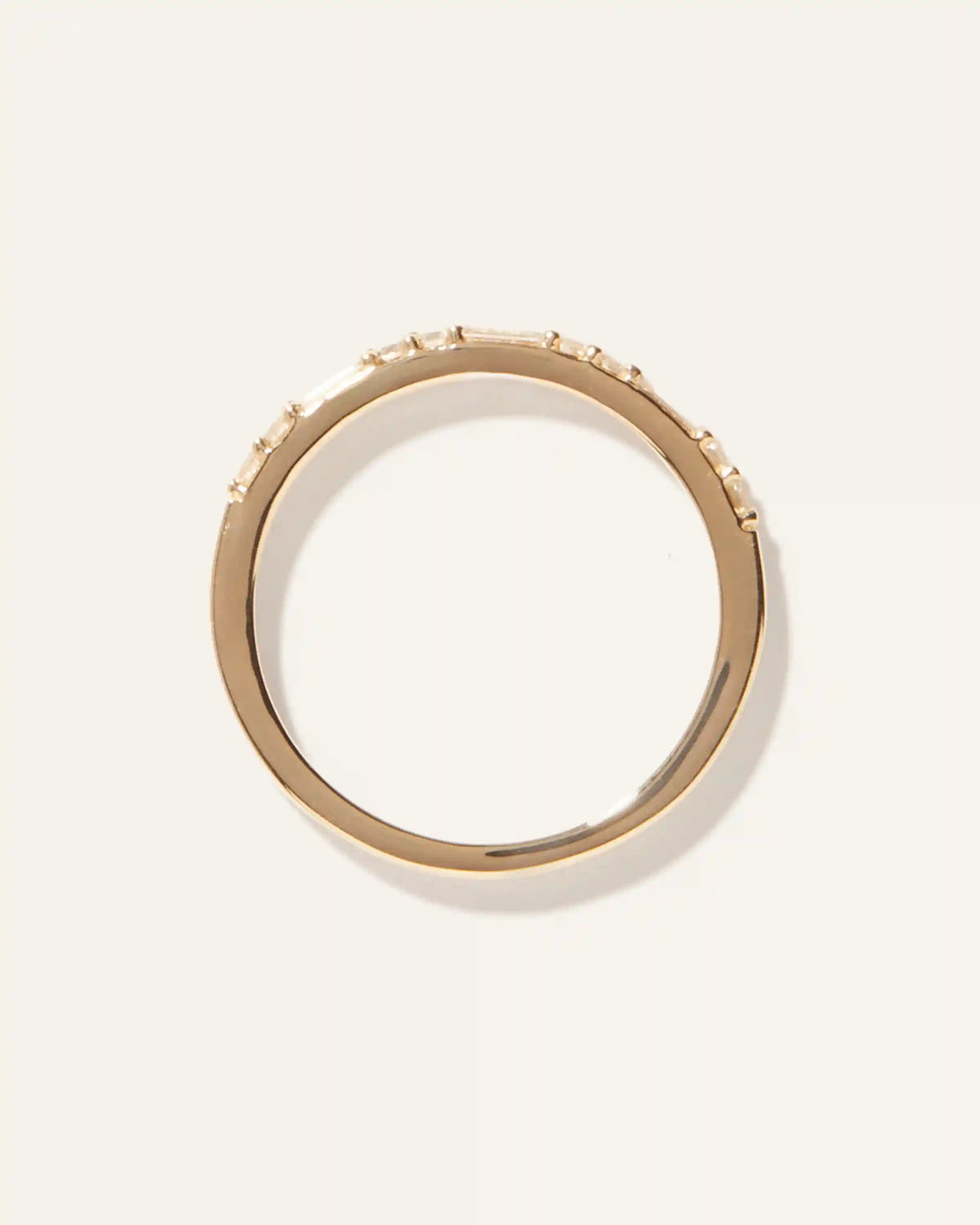 14K Gold Lab Grown Diamond Alternating Baguette & Round Band