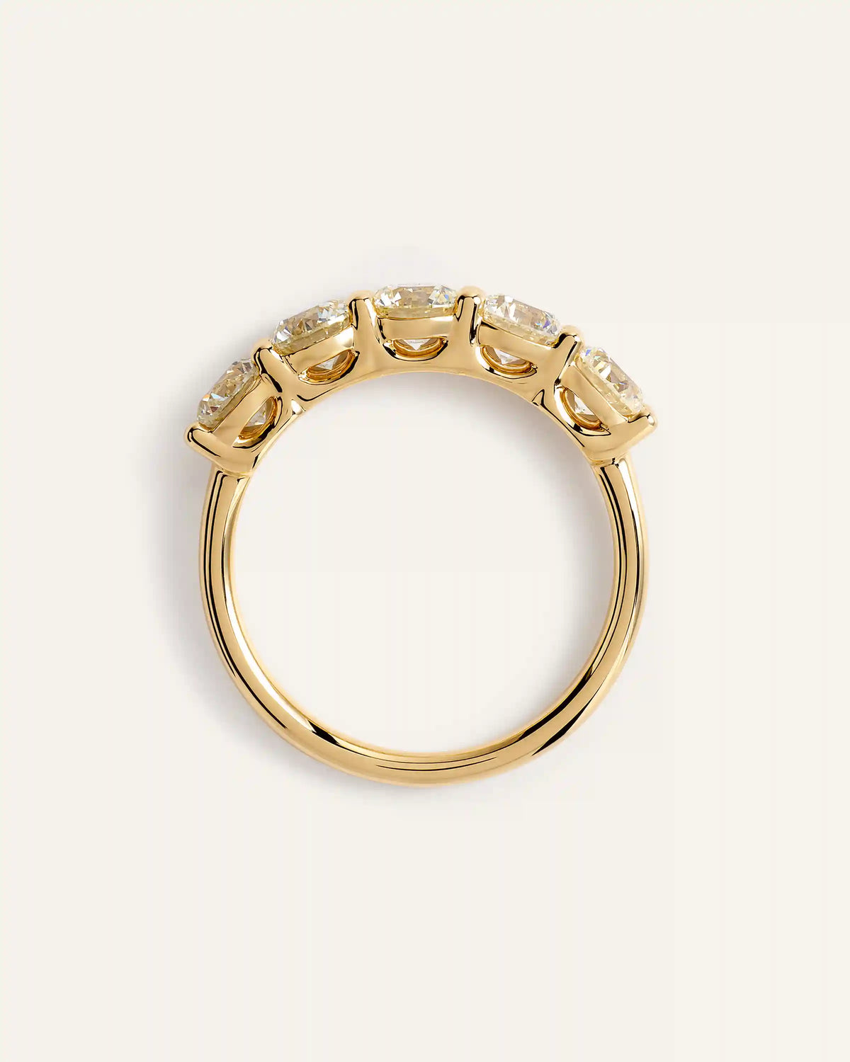 14K Gold Natural Diamond Five Stone Band - 2ctw