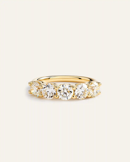 14K Gold Natural Diamond Five Stone Band - 2ctw