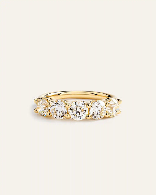 14K Gold Natural Diamond Five Stone Band - 2ctw