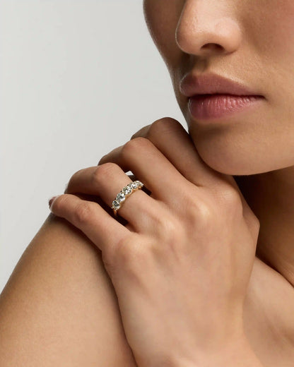 14K Gold Natural Diamond Five Stone Band - 2ctw