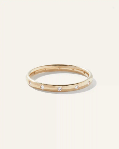14K Gold Diamond Dot Ring