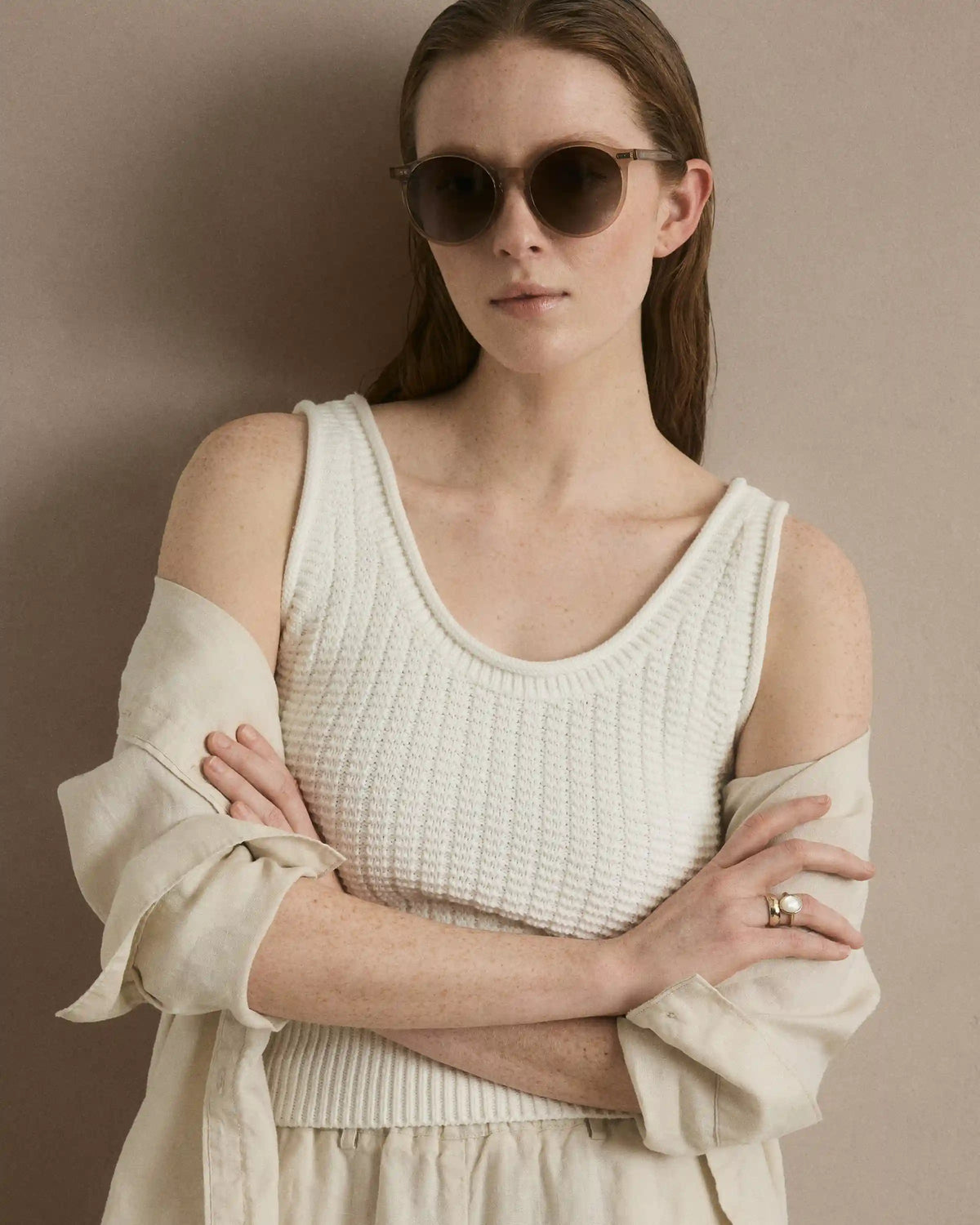 100% Organic Cotton Waffle Cropped Sweater Tank