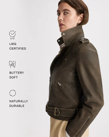 100% Leather Harrington Jacket