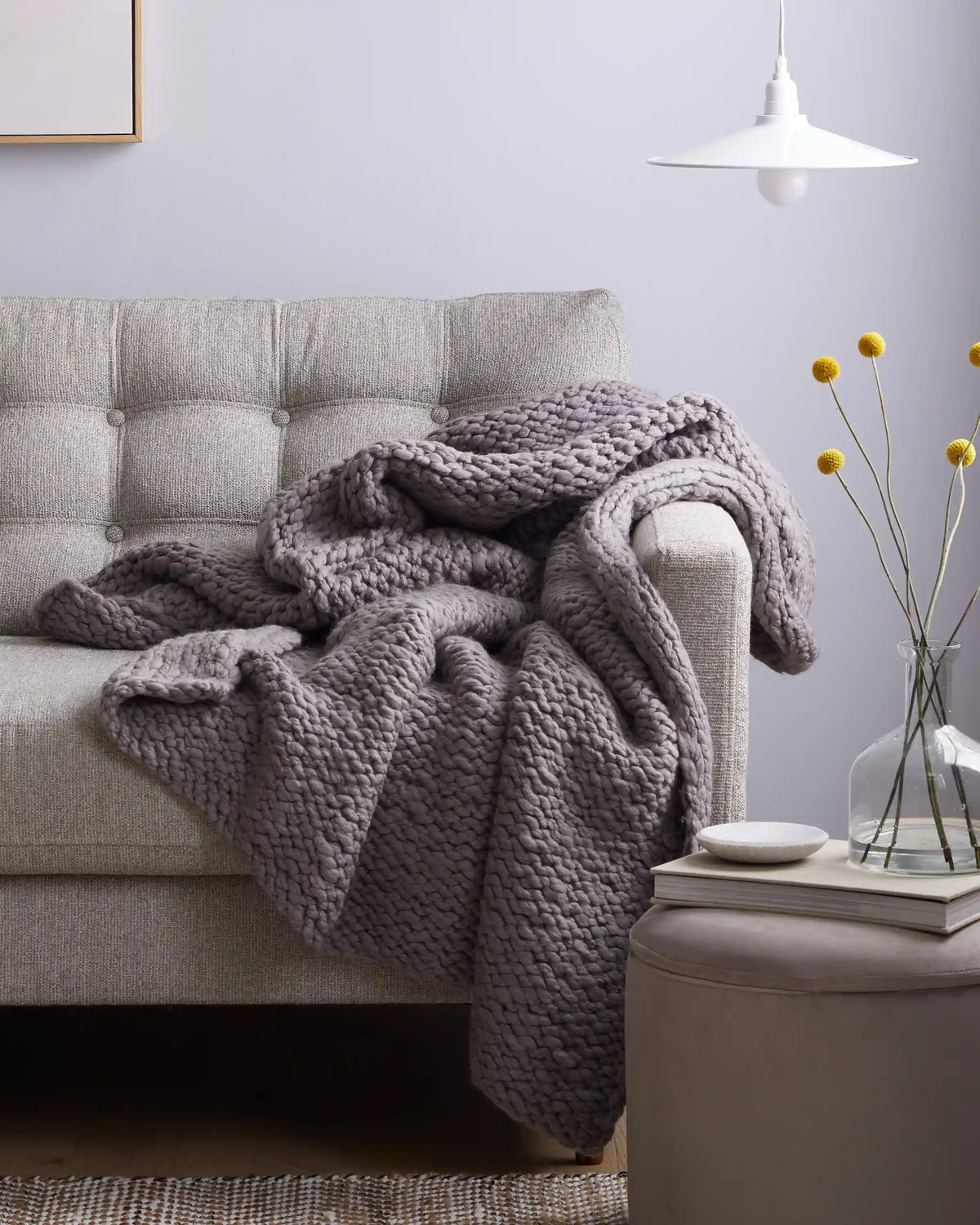 Chunky Hand Knit Wool Throw