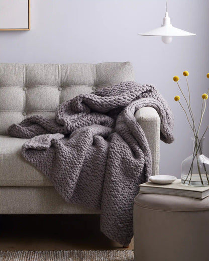 Chunky Hand Knit Wool Throw
