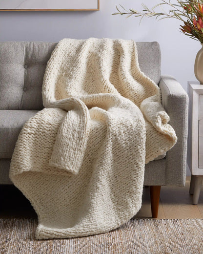 Chunky Hand Knit Wool Throw