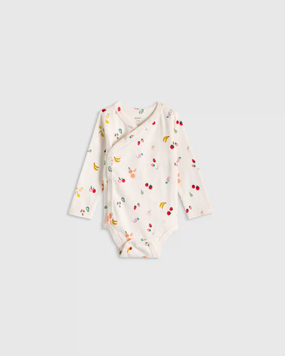 100% Organic Cotton Long Sleeve Kimono Bodysuit