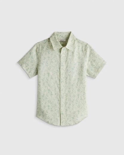 100% European Linen Printed Short Sleeve Shirt