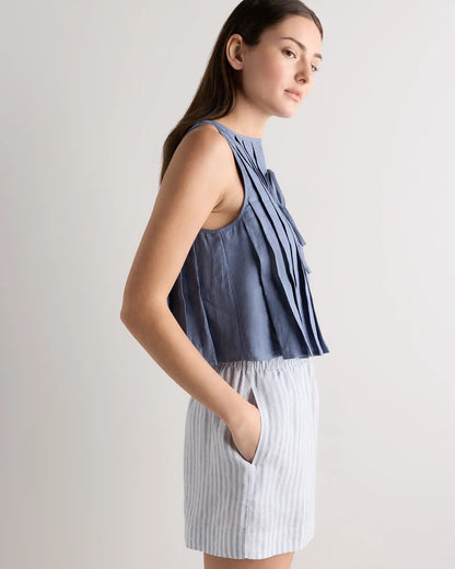 100% European Linen Pleated Tank