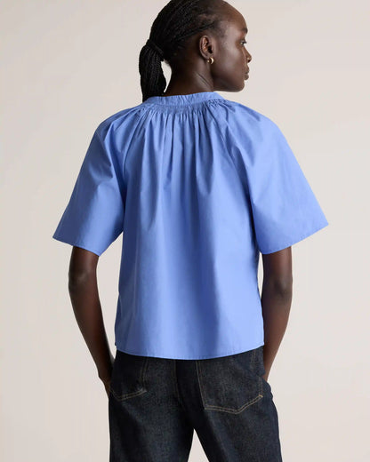 100% Organic Cotton Poplin Split Neck Top