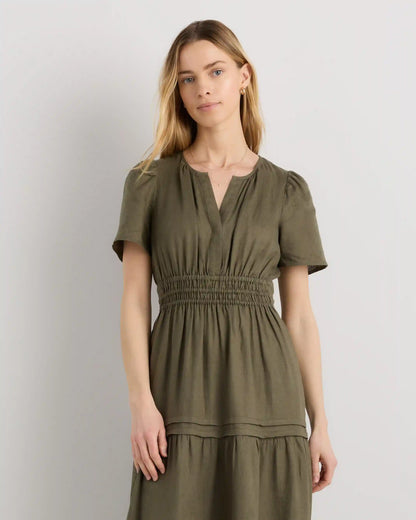 100% European Linen Tiered Maxi Dress