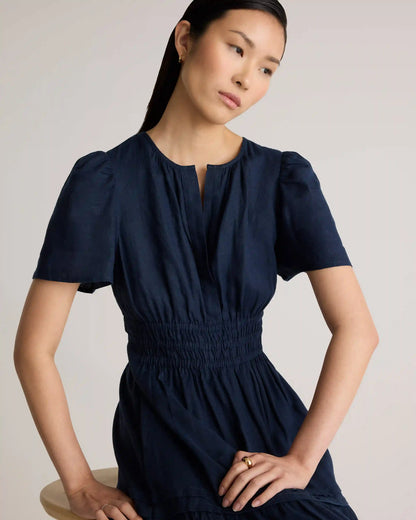 100% European Linen Tiered Maxi Dress