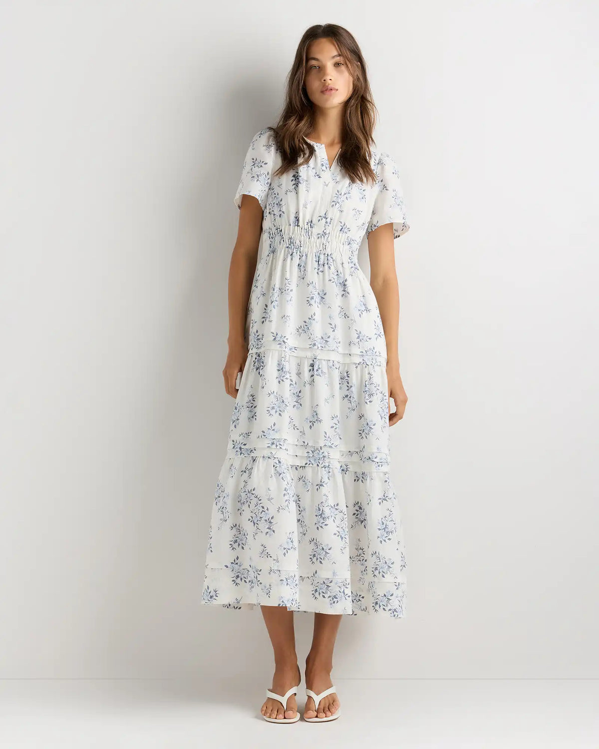 100% European Linen Tiered Maxi Dress