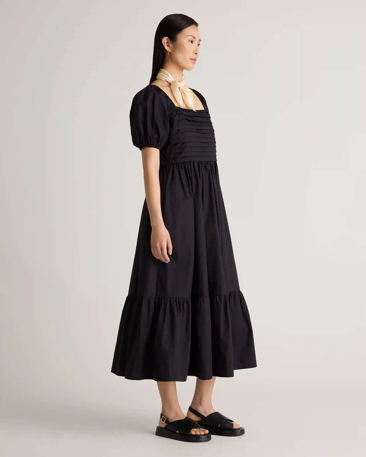 100% Organic Cotton Ruched Midi Dress