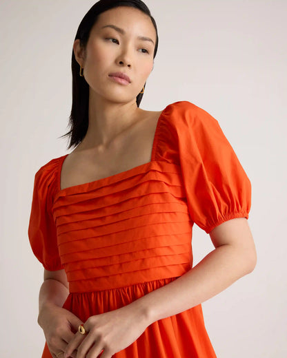 100% Organic Cotton Ruched Midi Dress