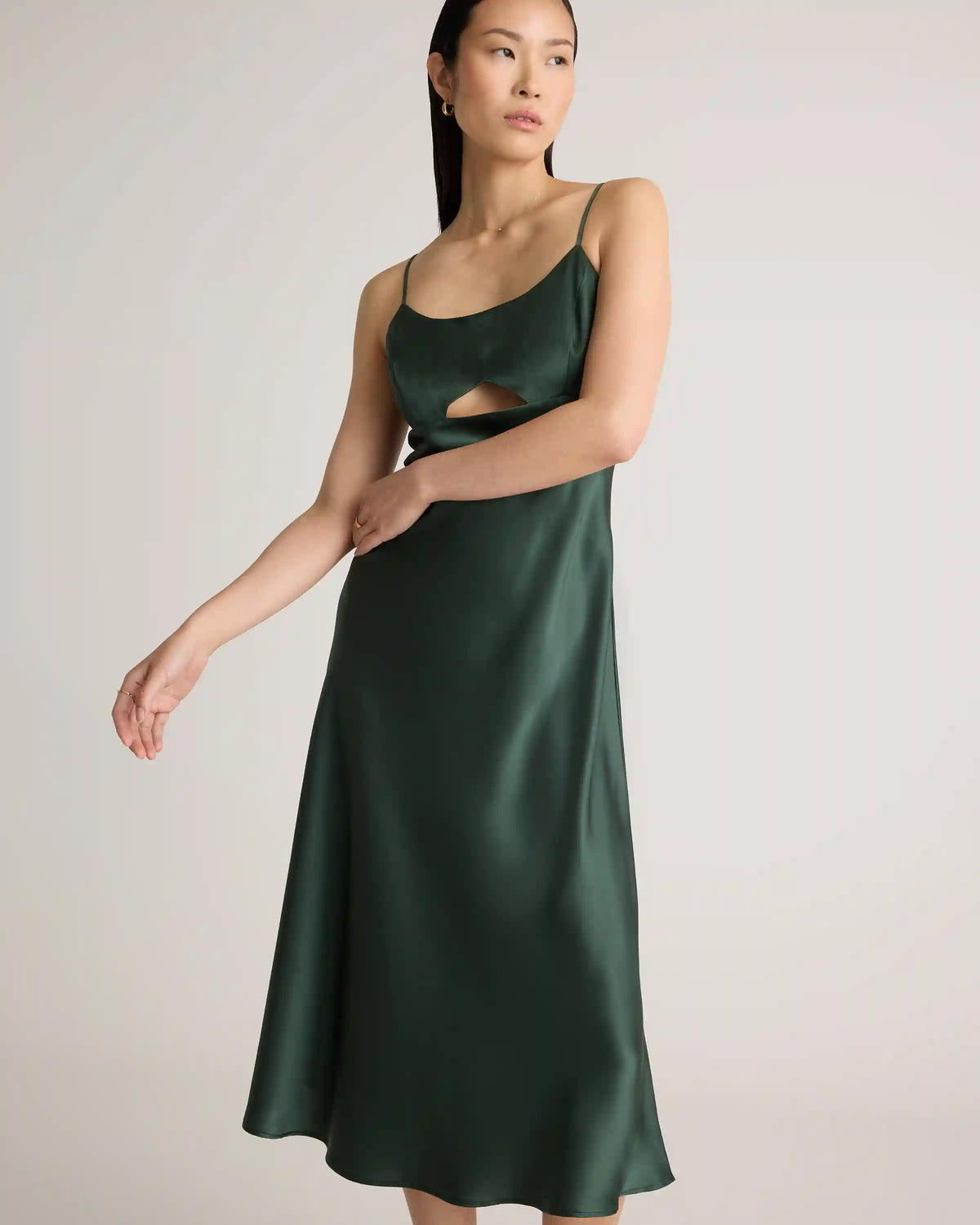 100% Washable Silk Cutout Midi Slip Dress
