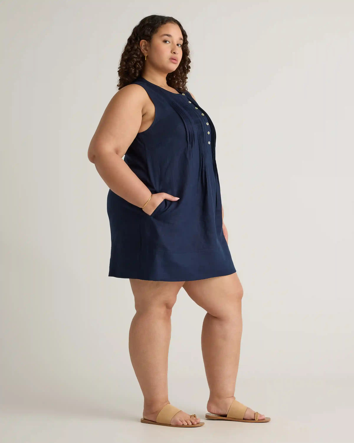 100% European Linen Sleeveless Swing Dress