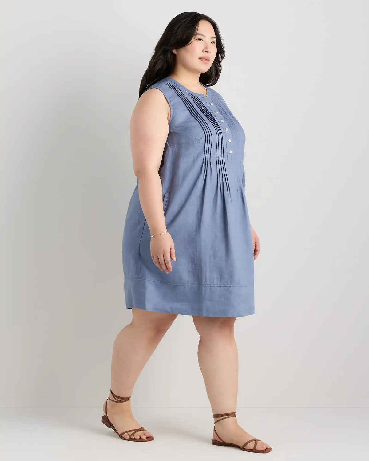 100% European Linen Sleeveless Swing Dress