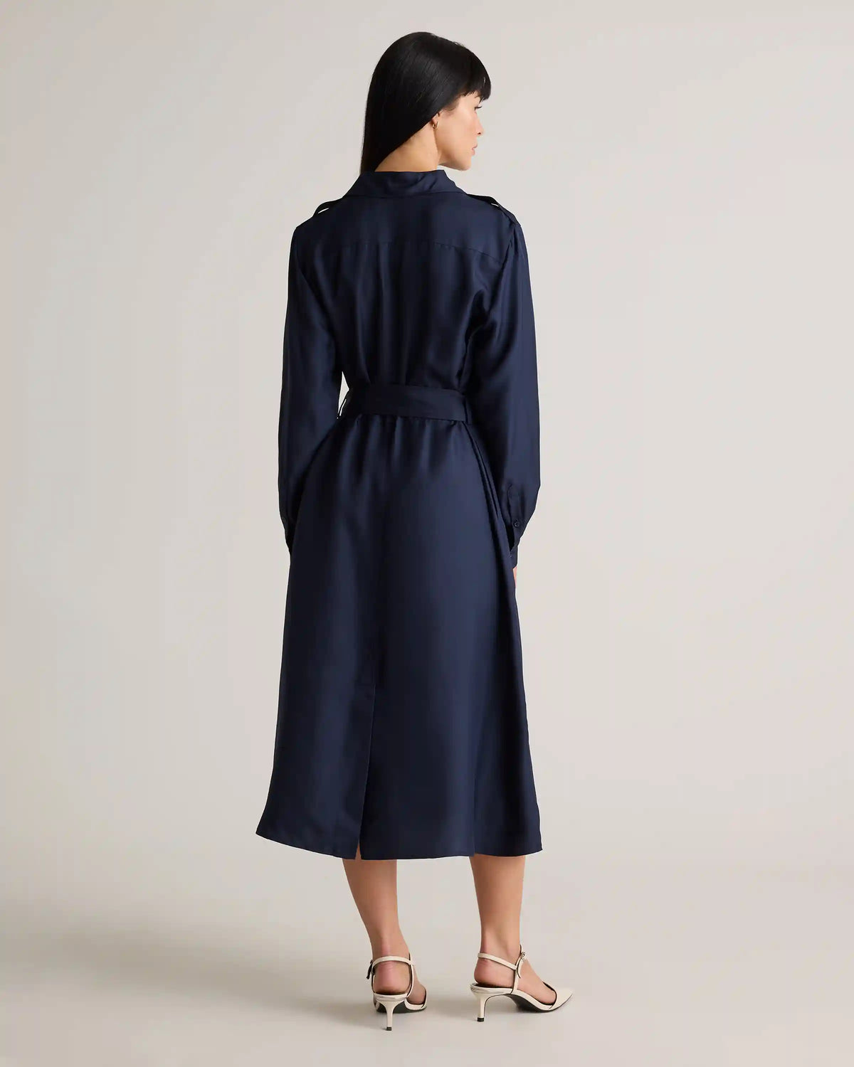 100% Silk Twill Utility Shirt Dress