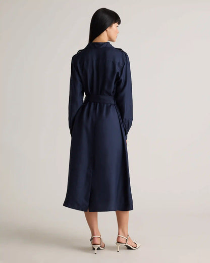 100% Silk Twill Utility Shirt Dress